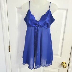 Vintage Victoria's Secret Sexy Babydoll Chemise Size M  Blue Lingerie